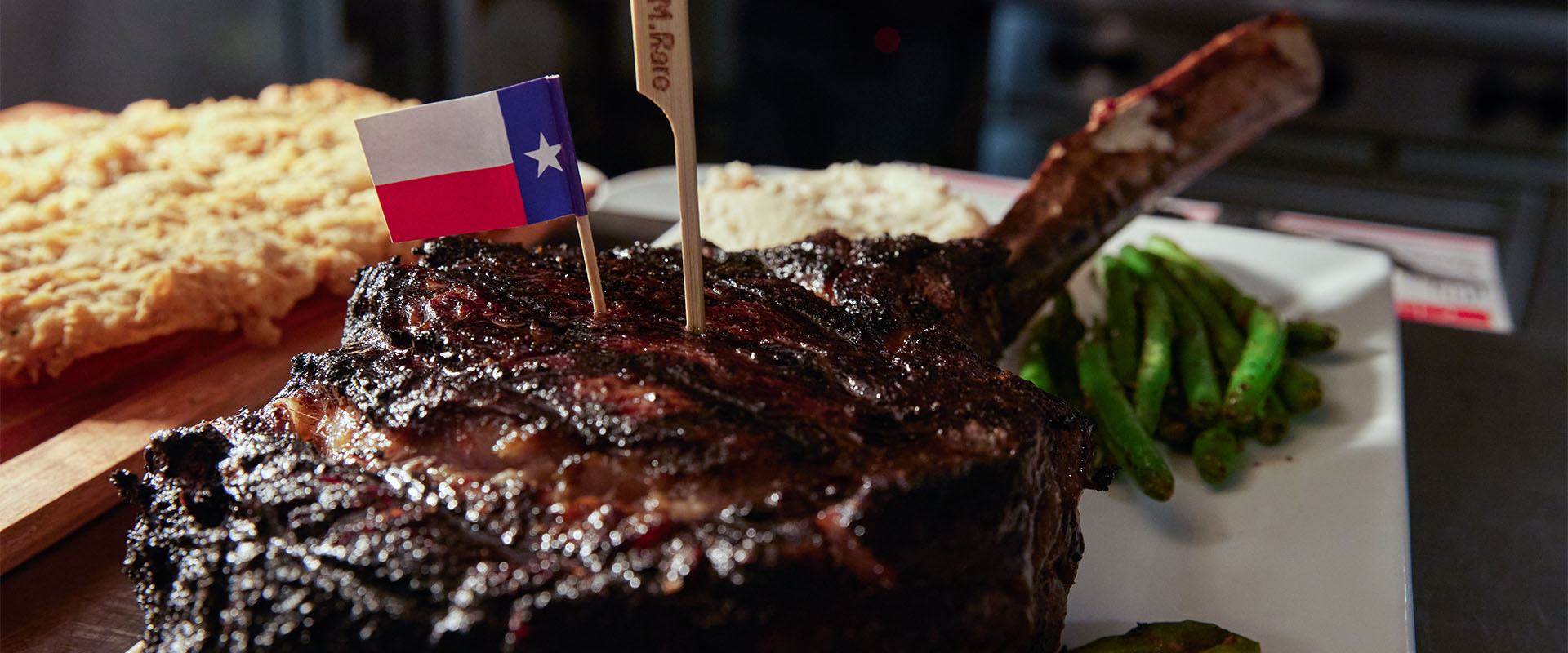 Steak with tooth pick flag 